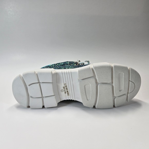 Chase and Chloe Glitter Chunky Sneakers Womens 8.5 Turquoise Y2K NEW NWOB - Picture 4 of 9